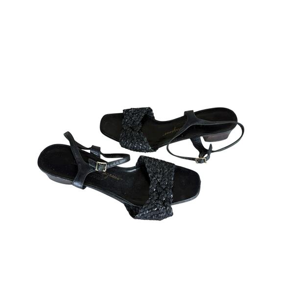 Salvatore Ferragamo Black Leather Braided Strap Sandals Size 6.5 B - Picture 2 of 10